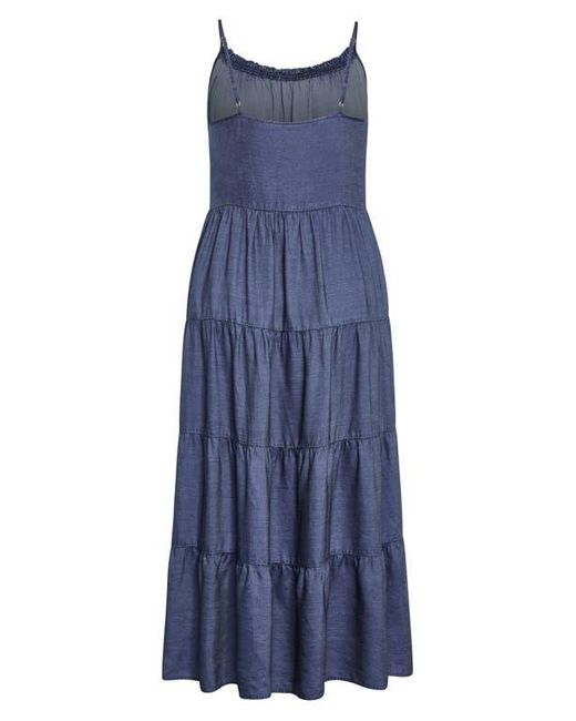 City Chic Blue Island Tiered Maxi Dress