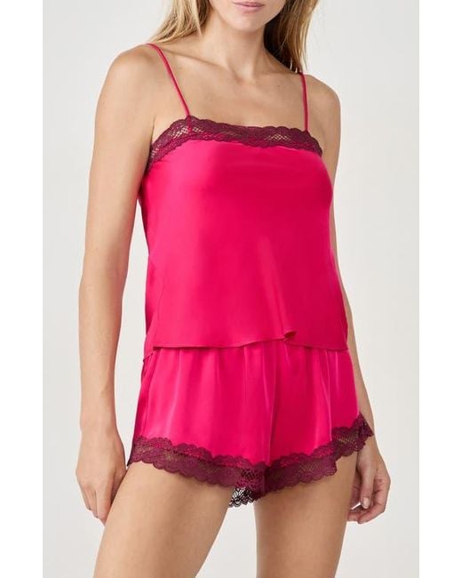 Etam Pink Attitude Lace Trim Satin Camisole