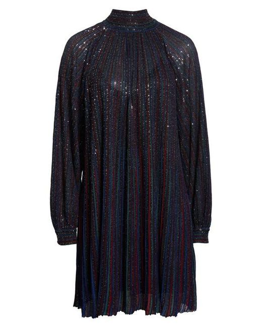 Missoni Blue Sequin Stripe Long Sleeve Minidress