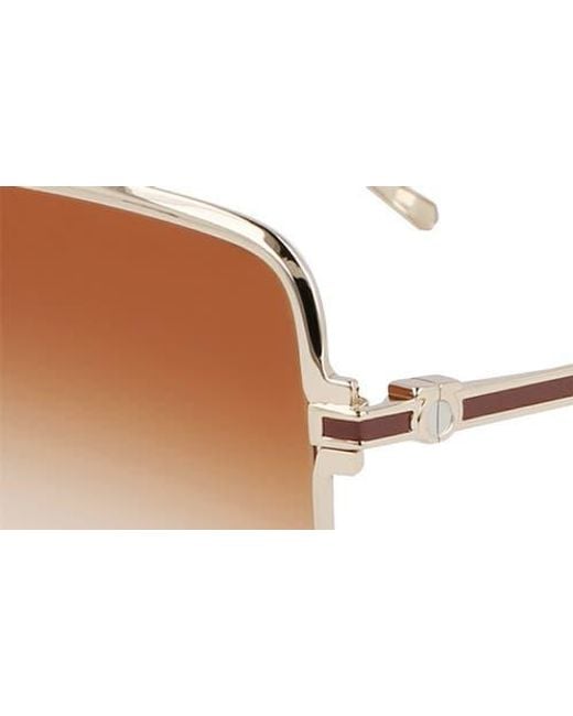 Ferragamo Brown Gancini 57Mm Modified Rectangular Sunglasses