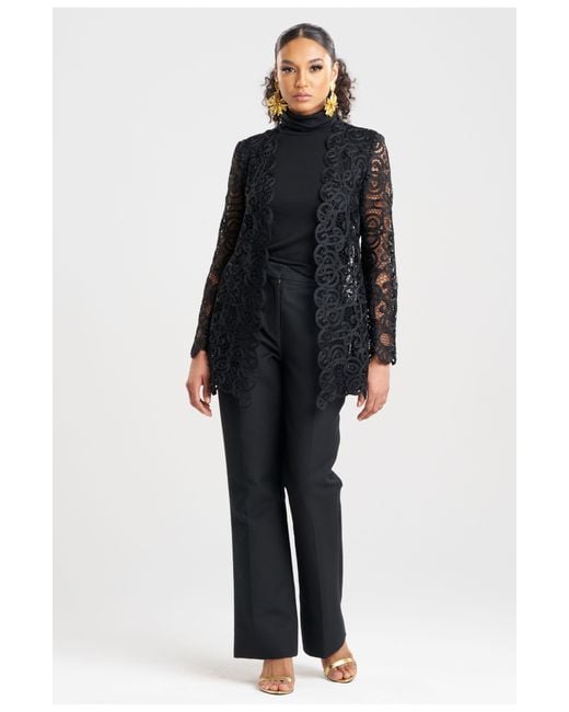 Natori Black Raffia Lace Blazer