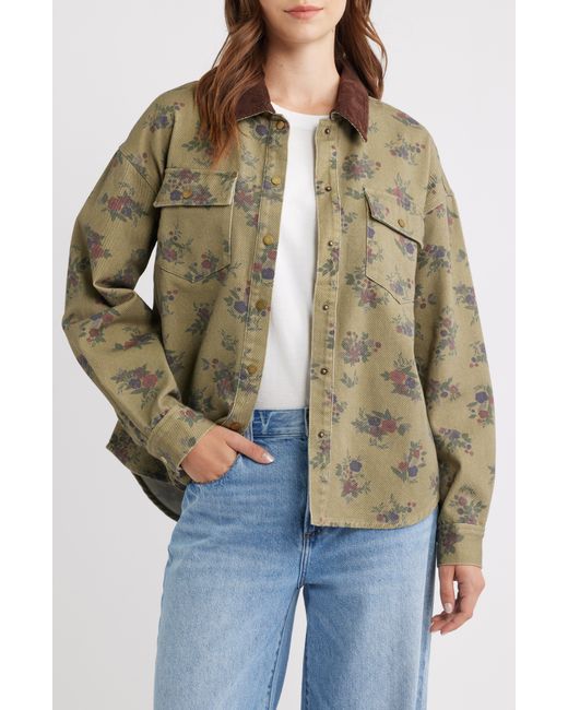 Thread & Supply Brown Leopard Print Cotton Denim Shacket