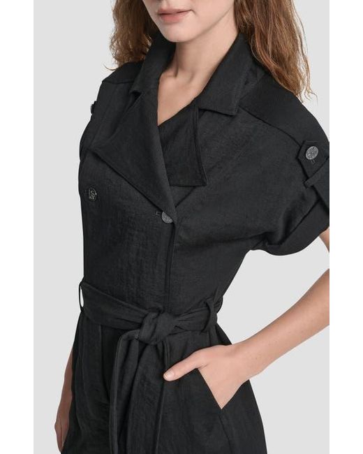 DKNY Black Twill Tie Waist Jumpsuit
