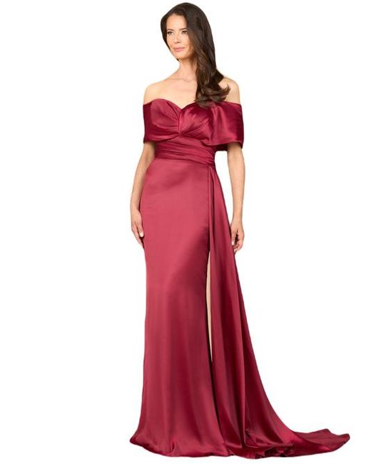 new yorker satin dress LARA New York Off Shoulder Satin Dress in Red