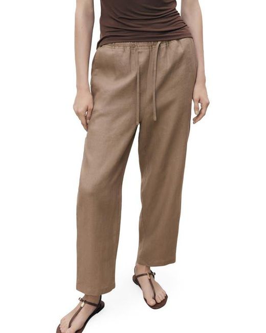 Mango Natural Linen Drawstring Pants