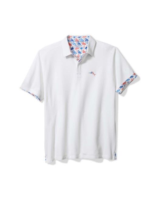 Tommy Bahama White Flamingo Mingle Islandzone Piqué Performance Polo for men