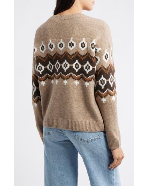 Vince Camuto Natural Fair Isle Crewneck Sweater