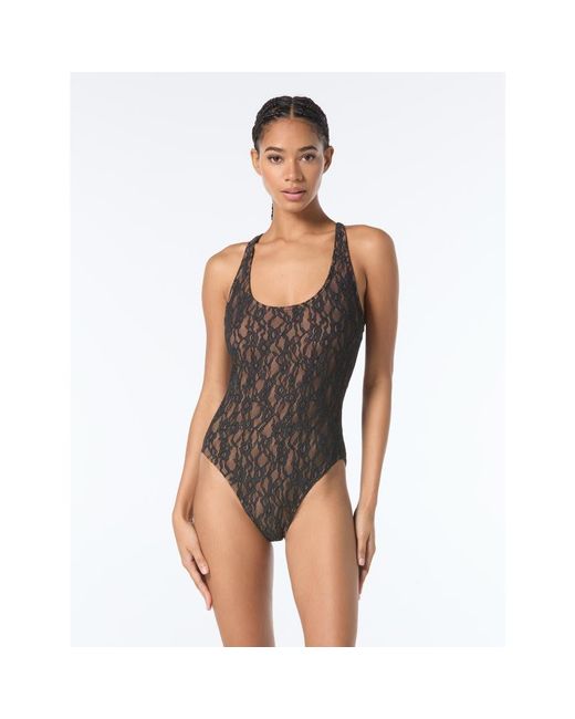 MICHAEL Michael Kors Black Lace Up Cross Back One Piece