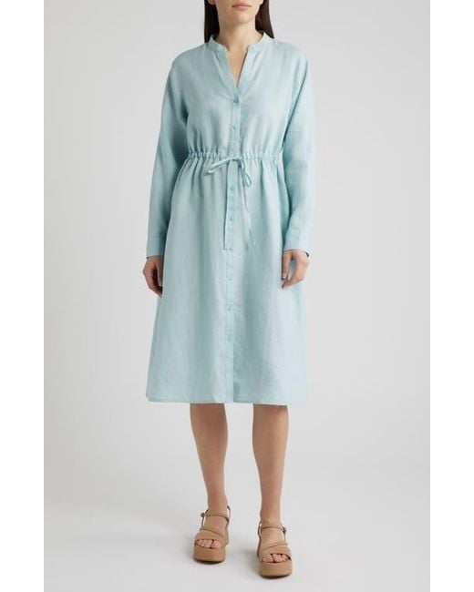 fitted linen dress with sleeves Linen Maxi Dress with Puff Sleeves