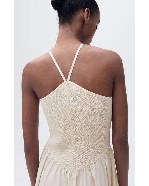 Mango Natural Smocked Sleeveless Midi Dress