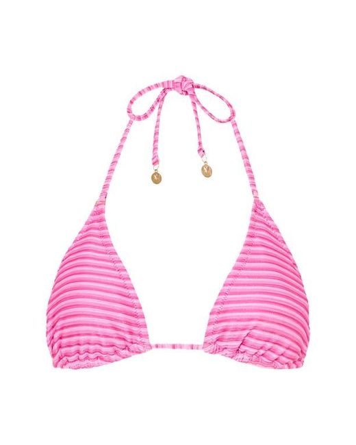 MILLY Pink Metallic Stripe Triangle Bikini Top