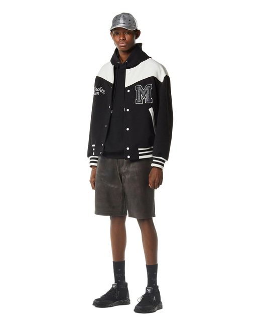 MCM Black Munchen Ponte Varsity Jacket for men