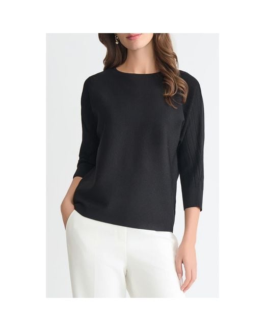 Kasper Women's Black Boat Neck Dolman Sleeve Sweater