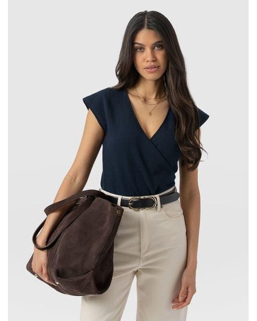 Saint + Sofia Blue Rosa Wrap Top