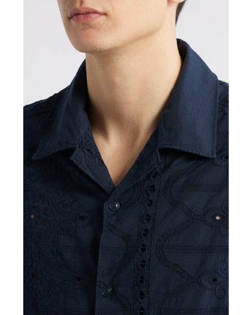 NN07 Blue Julio 5392 Eyelet Camp Shirt for men