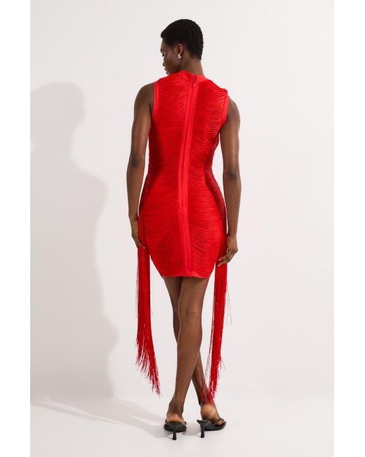 Karen Millen Red Knit Tassel Mini Dress
