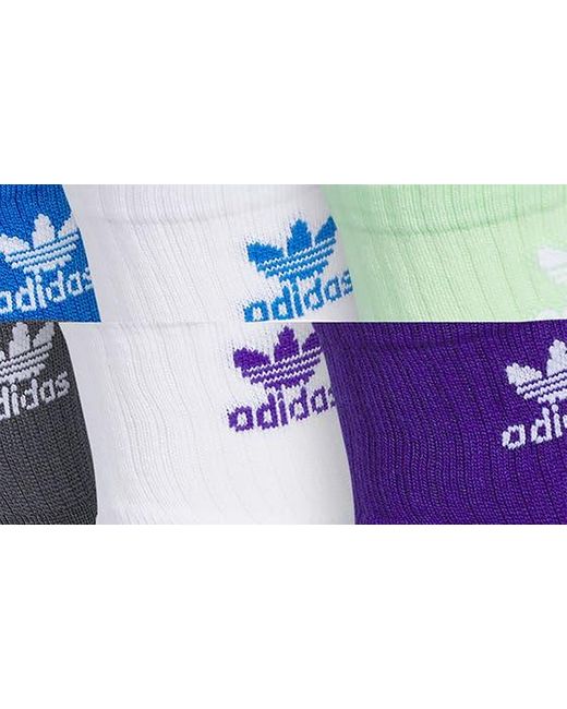Adidas Blue Assorted 6-pack Performance Quarter Crew Socks for men