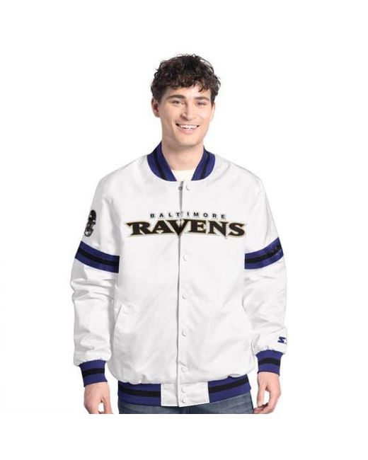 Starter White Baltimore Ravens Scout Full-Snap Varsity Jacket for men
