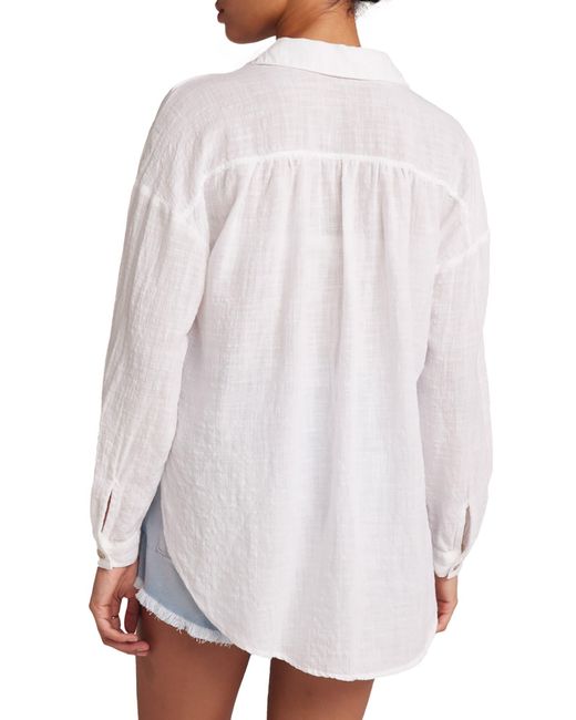 Bella Dahl White Flowy Cotton Blend Button-up Shirt