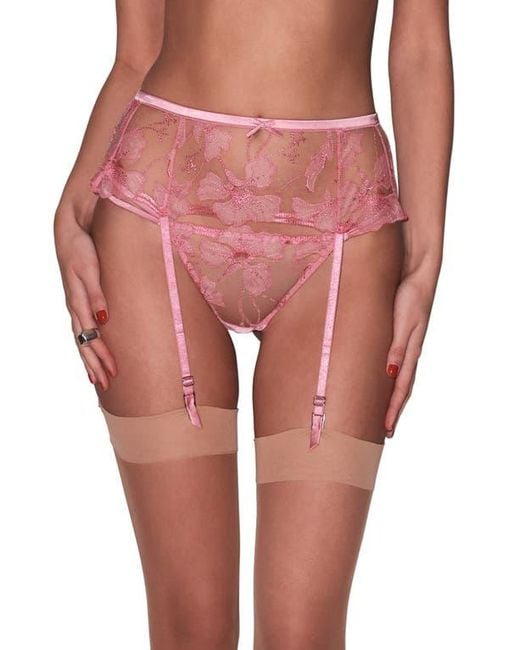 Fleur du Mal Pink Harper Embroidered G-String