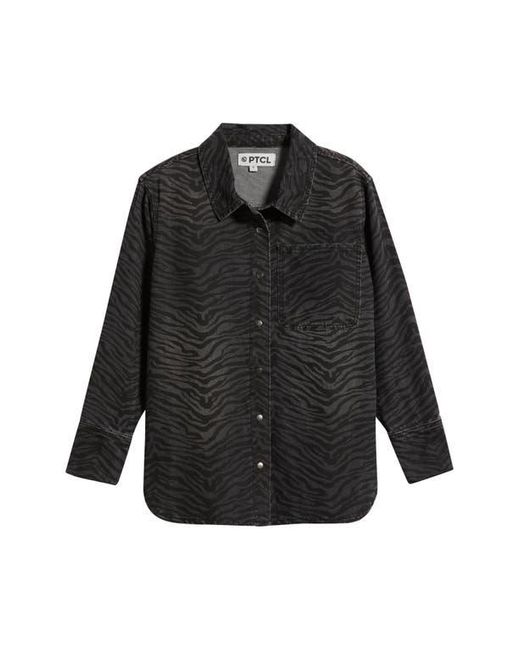 PTCL Black Ainhoanon Zebra Print Denim Shacket
