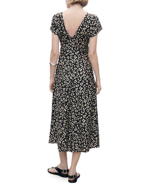 Mango Black Leopard Print Midi Dress
