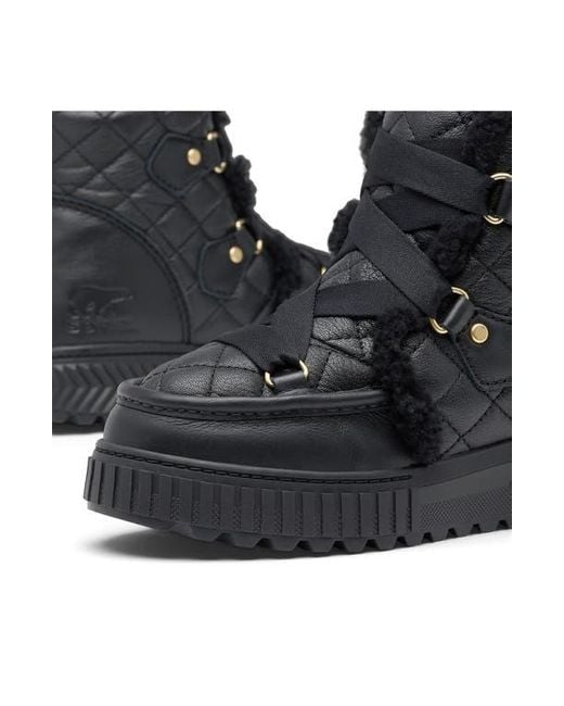 Sorel Black One Ave Alpine Genuine Shearling Trim Waterproof Boot