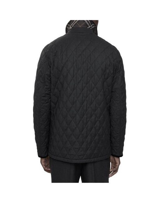 Burberry Black Quilted Wool Barn Jacket for men