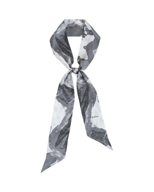 Lost Pattern Gray Himalaya Silk Neck Bow Scarf