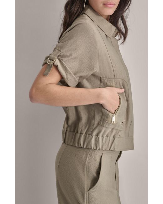 DKNY Brown Roll Tab Front Button Jacket