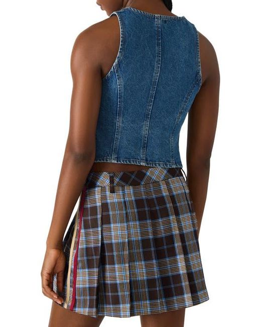 Steve Madden Blue Micky Crop Denim Vest