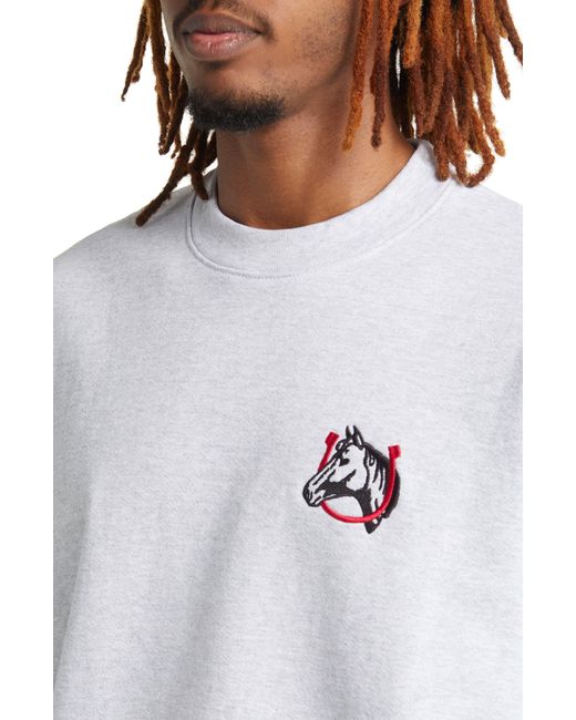 One Of These Days White Horse Shoe Embroidered Sweatshirt for men