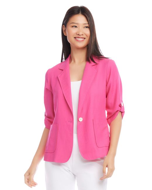 Karen Kane Pink Roll Tab Sleeve Jacket