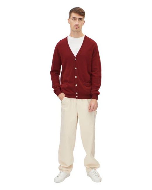 GOBI Mongolian Cashmere Red Essential Cashmere V-Neck Cardigan for men