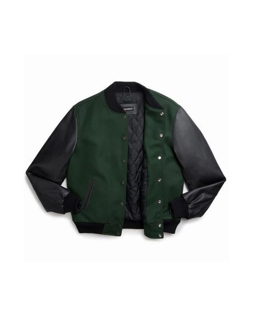 Last Wolf Green Pine Varsity Jacket for men