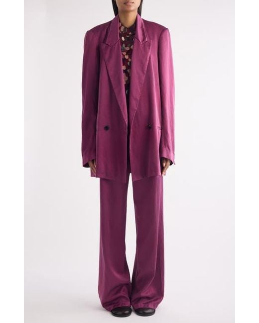 Dries Van Noten Purple Blink Double Breasted Oversize Twill Jacket