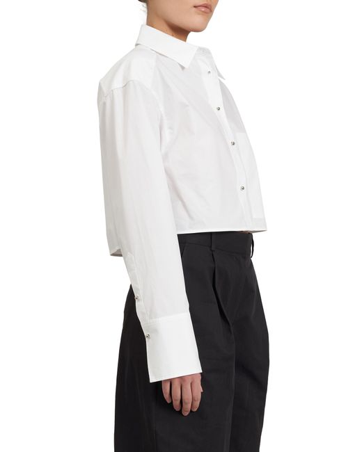 Rebecca Minkoff White Layne Crop Button-up Shirt