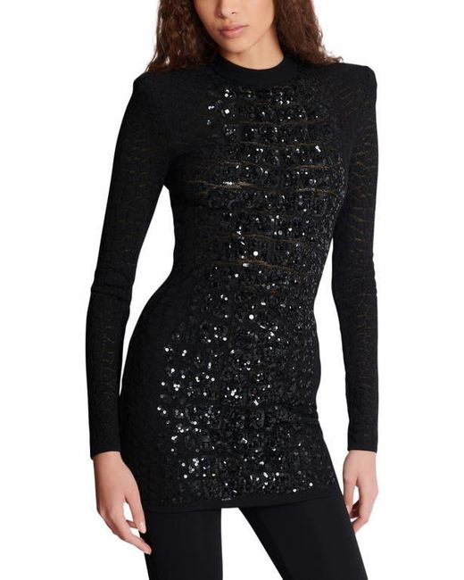 Balmain Black Short Sequin Dress