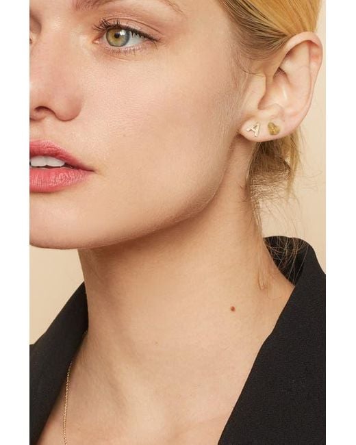 Oradina White 14K Initial Reaction Single Stud