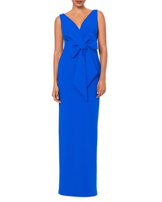 Betsy & Adam Blue Bow Front Scuba Gown