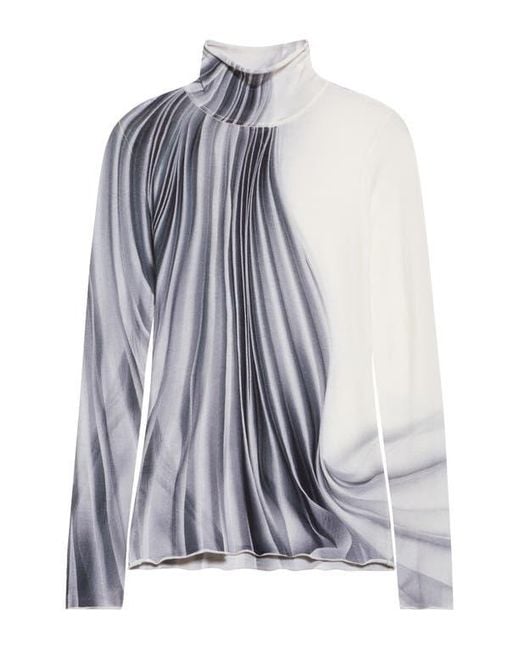 Jason Wu Blue Dancing Pleat Print Merino Wool Turtleneck Sweater