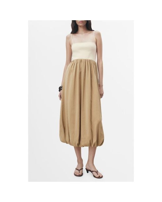 Mango Natural Mixed Media Bubble Hem Midi Dress