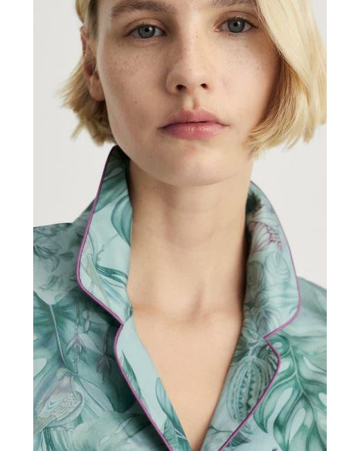Mango Green Tropical Print Pajama Shirt
