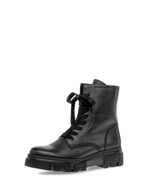 Gabor Black Leather Combat Boot