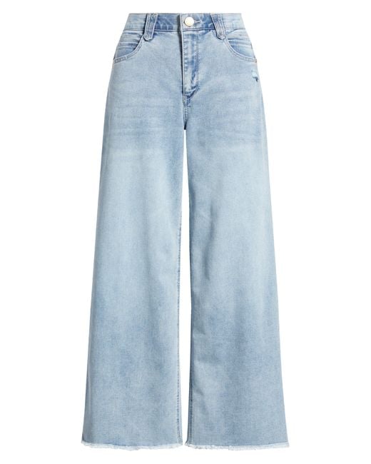 Wit & Wisdom Blue 'ab'solution Skyrise Frayed Ankle Wide Leg Jeans