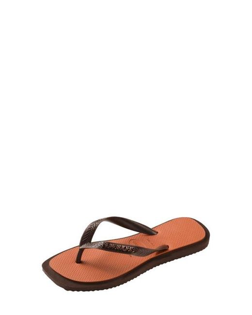 Havaianas Brown Fusion Square Logo Flip Flop