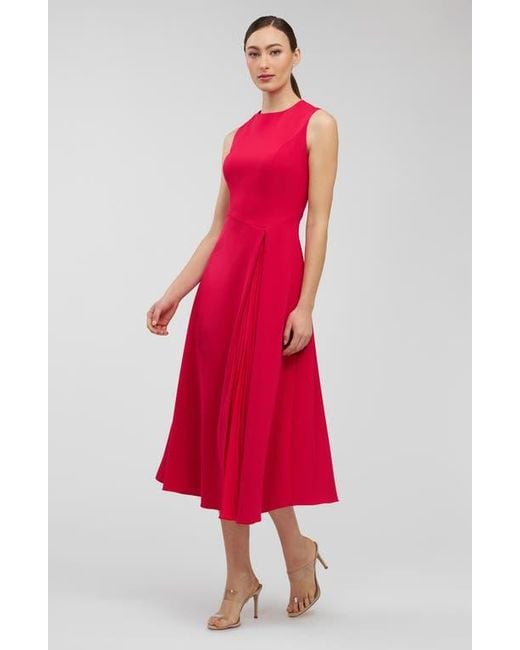 Kay Unger Red Elliot Chiffon Pleat Detail Cocktail Dress