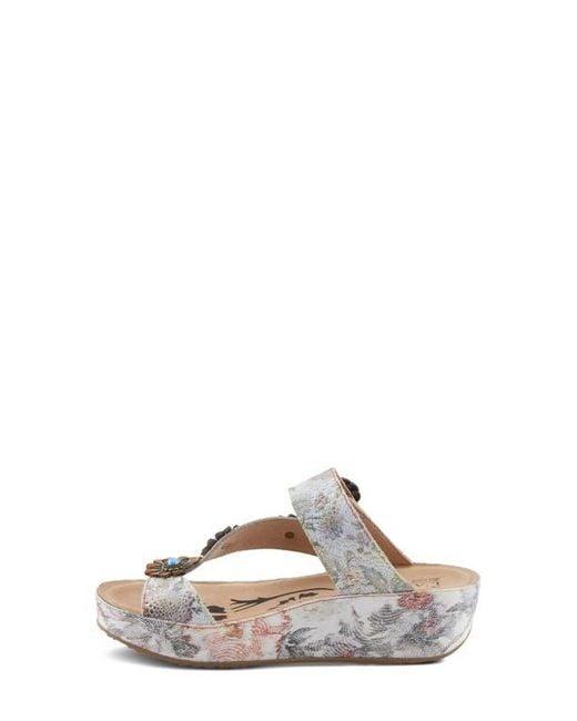Spring Step White Blissbloom Platform Wedge Flip Flop