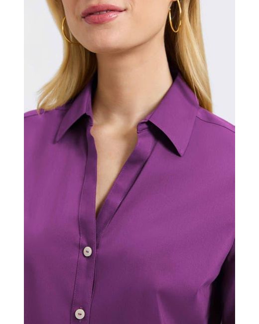 Foxcroft Purple Mary Button-Up Blouse