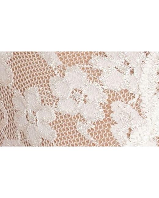 In Bloom White Plunge Neck Lace Thong Teddy